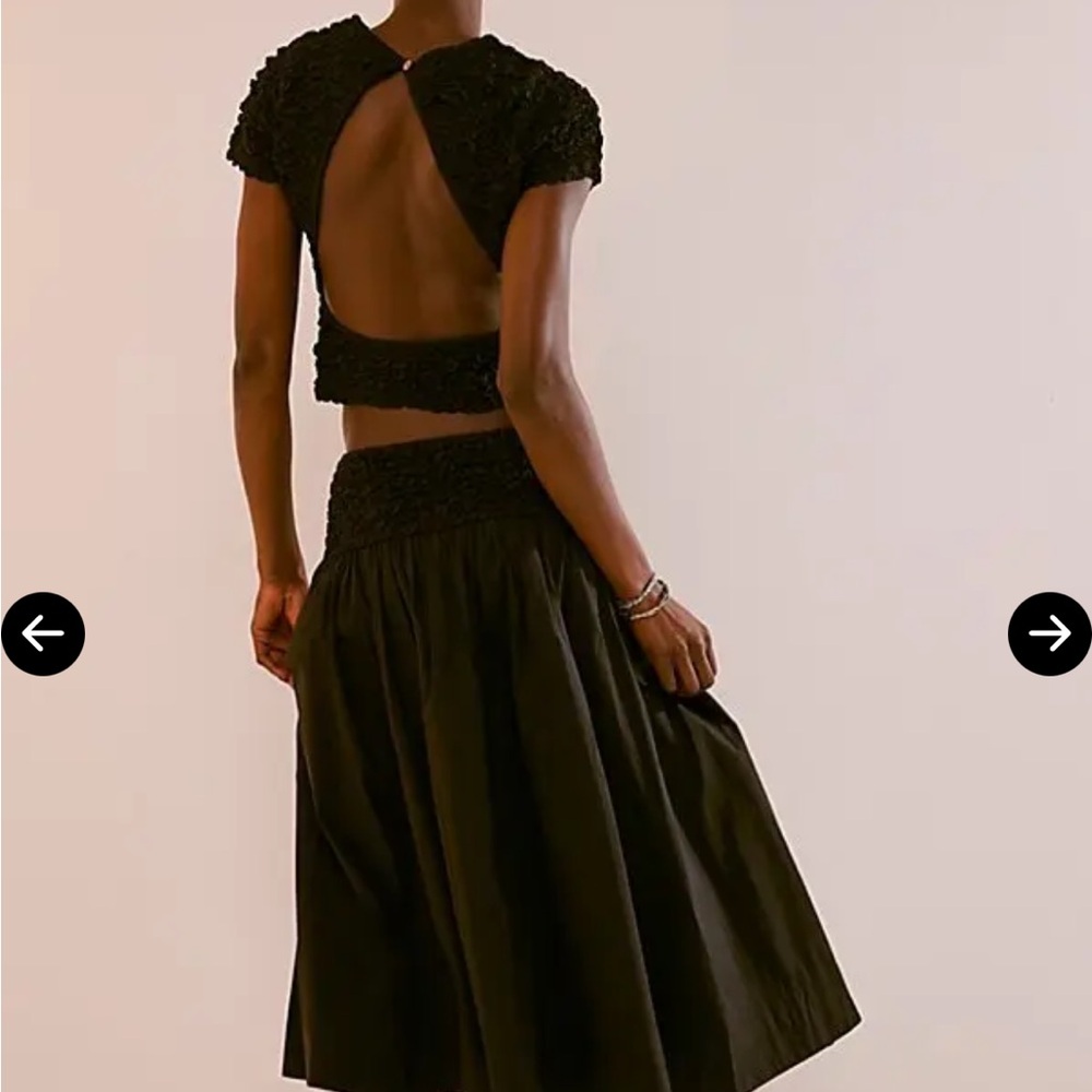 Free People Black Crop Top & MIDI Skirt Set -SO Cute! EUC